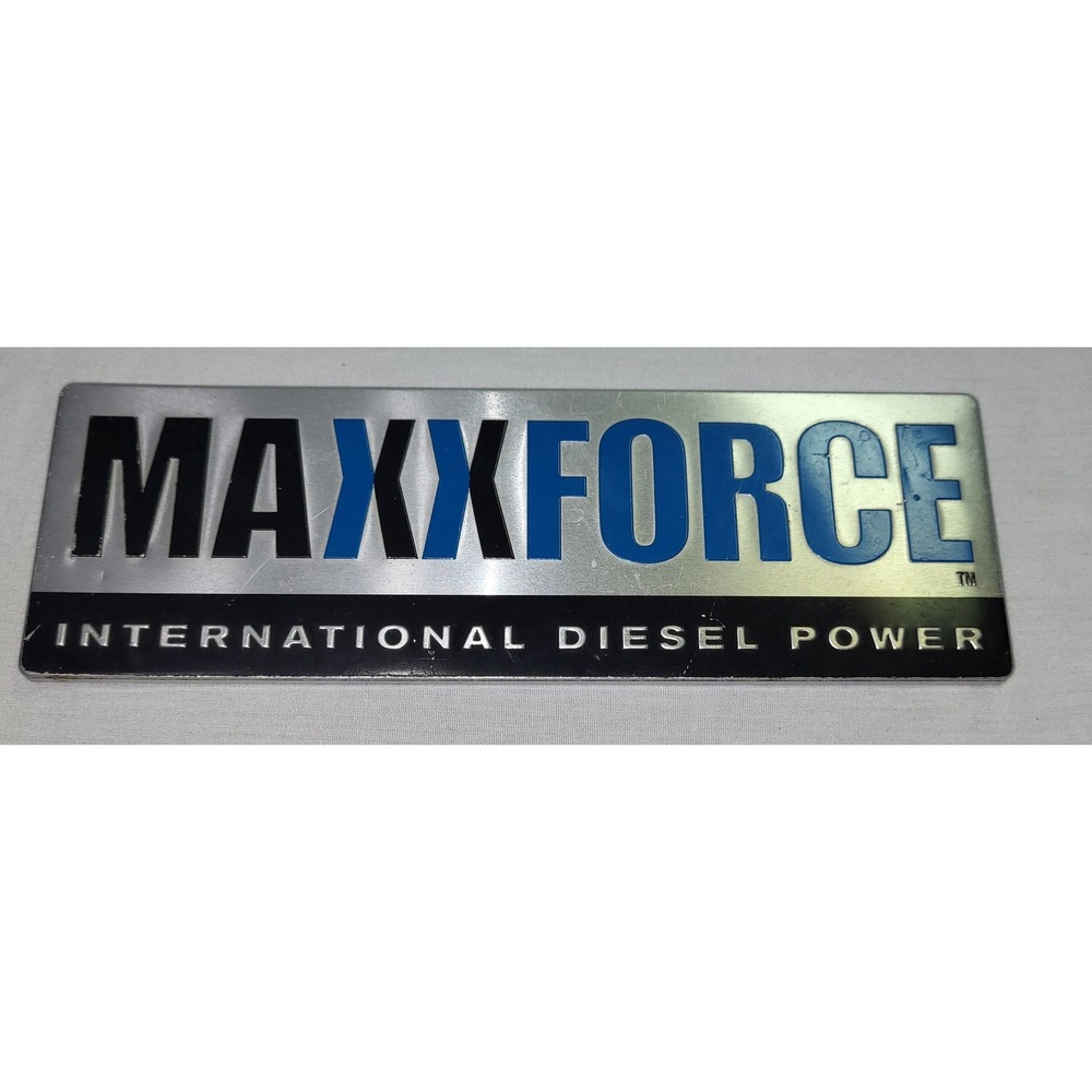 MaxxForce International Diesel Power Emblem Badge Silver Blue Black 7.25in Vtg